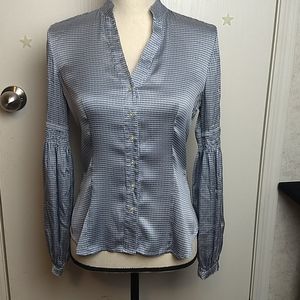 Silky blue and white blouse